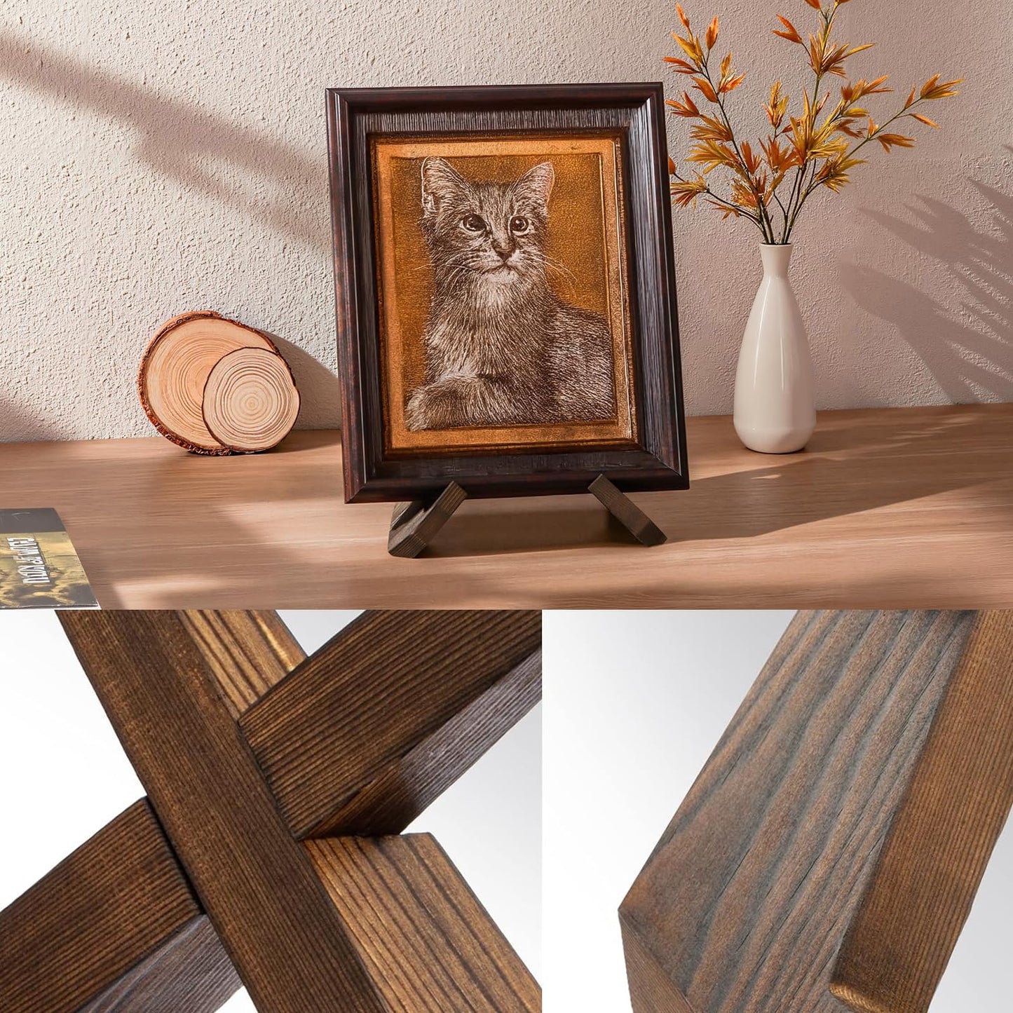 SubTack Now Playing Vinyl Stand – Solid Wooden Vinyl Record Holder, Retro Now Spinning Record Stand, Stylish Record Display for Albums