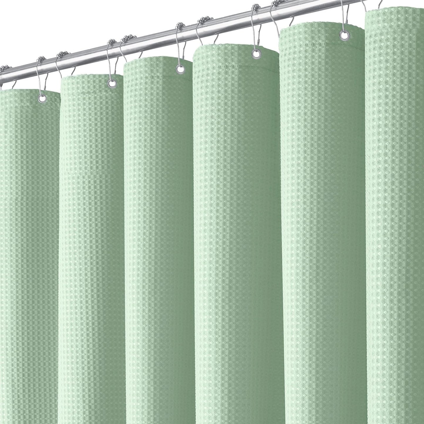 BTTN Long Waffle Shower Curtain, Waterproof, 182x200cm, Mint Green