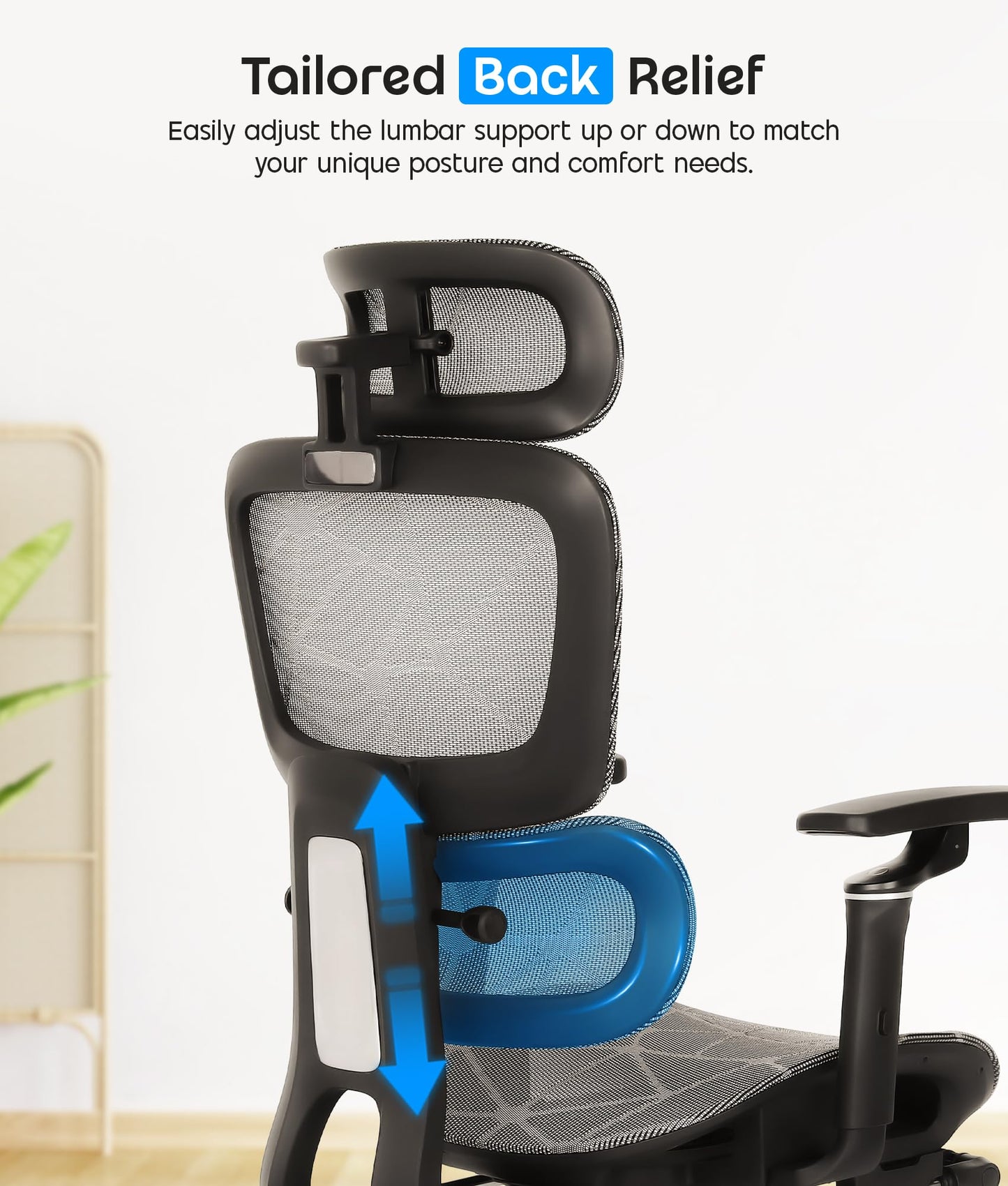 CHI ENERGY Ergonomic Desk Chair, Reclining Office Chair with Footrest, High Back Computer Chairs, Adjustable Lumbar Support, Headrest and 6D Armrest