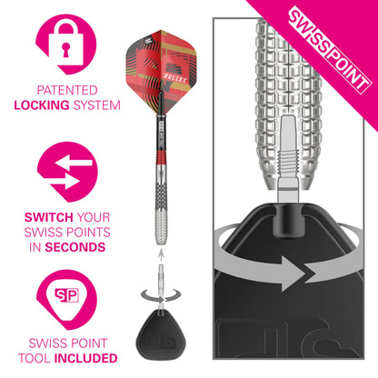 TARGET Darts Stephen Bunting G5 95% Tungsten Dart Set (25G), Steel Tip Swiss Point Darts | Generation 5 Player Edition Darts with Swiss Points,
