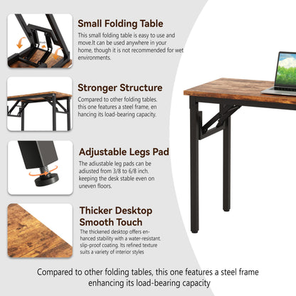 Xyphren Small Folding Desk, No Assembly- 80x40cm Folding Computer Desk, Perfect Office Desk for Small Spaces in Bedroom,Outside