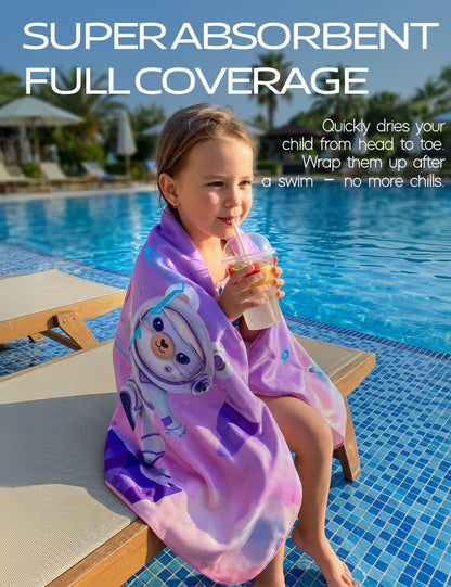 WATER TIME Cute Bear Kids Towel Folds Tiny Sand-Free 3x Fast Dry, Style-B