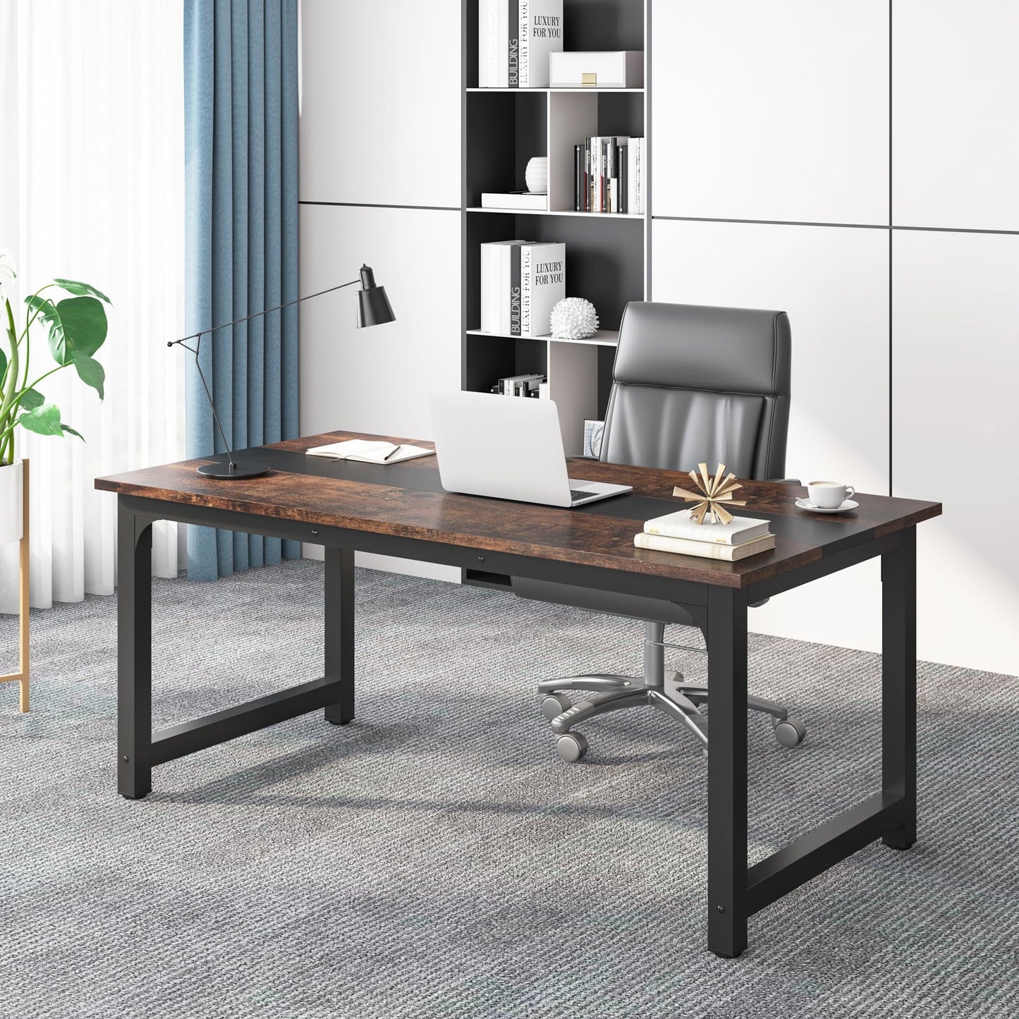 Tribesigns 63” Executive Desk, Large Office Computer Desk with Thicken Frame, Modern Simple Workstation Business Furniture for Home Office