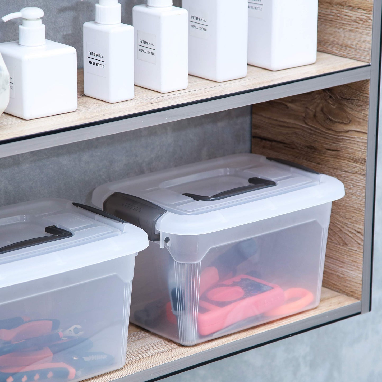 Citylife 4 Packs Plastic Storage Box with Lids Storage Boxs with Handle Clear Stackable Storage Boxes 5L, 27.8 x 19.5 x 16.4cm