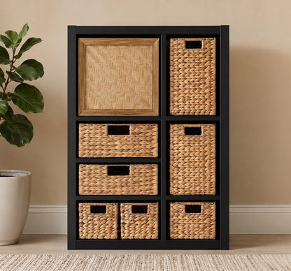 Sustainable Storage Basket, Braided Water Hyacinth Seagrass Single Half Compartment 30 x 34 x 15 cm