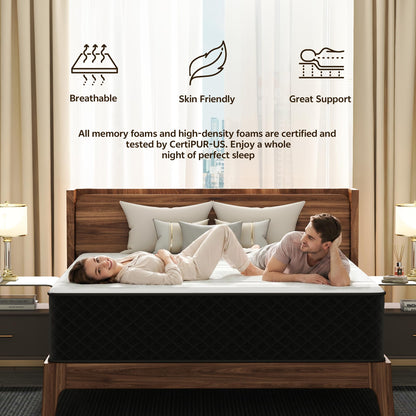 Matoresu Hybrid Double Mattresses Firm 4ft6 (135x190cm) – Extra Firm Support for Back Pain & Side Sleepers