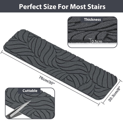 Fixmend Stair Treads Non Slip for Wooden Steps, 20.3 x 76 cm (15-Pack) Stair Runner Carpet Treads Indoor with Reusable Adhesive, Stairslide Carpets