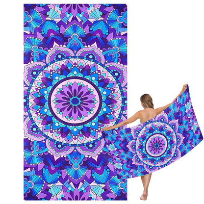 Mienocol Large Quick Dry Microfibre Beach Bath Towel for Adult,Mandala Flower Sand Free Beach Towel with Bag,Lightweight Gym Yoga Sports