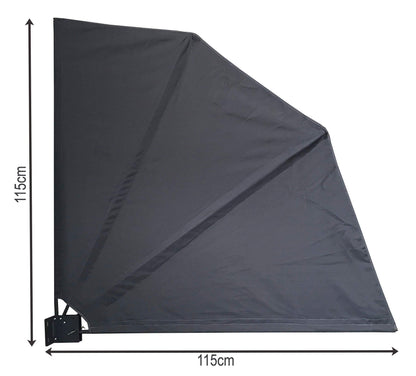 QUICK STAR Privacy Screen Shelves 115 x 115 cm Fabric Balcony Divider Wind Protection Sun Protection Grey
