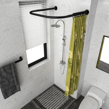 Tanxih U Shower Curtain Rod Adjustable Stainless Steel U Shaped Rack Drill Free Install for Bathroom, Bathtub, Clothing Store
