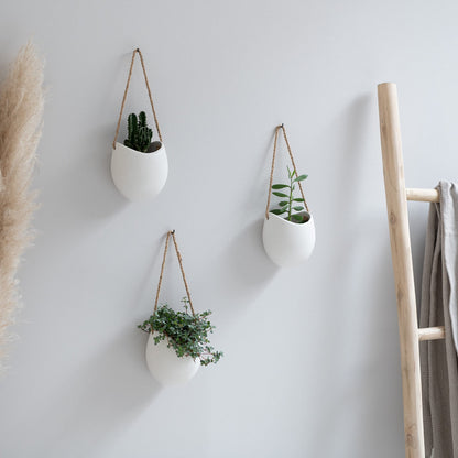 Kazai. Wall Planters -Ellie- | Hanging Ceramic Plant Pots, 3 Pieces, for Succulents and more | Wall Decoration for Indoors, Balcony and Garden | White