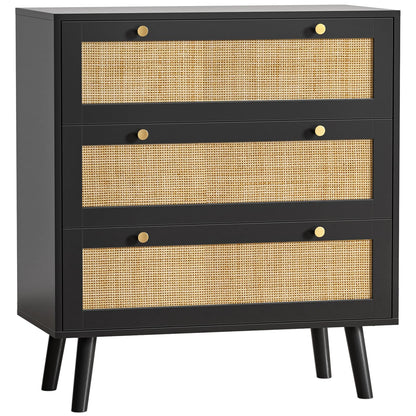 Skokliz Chest of Drawers with 3 Drawers, Modern Wooden Storage Organizer Unit, Wide Chest of Drawers for Closet, Clothes, Kids, Baby, TV Stand