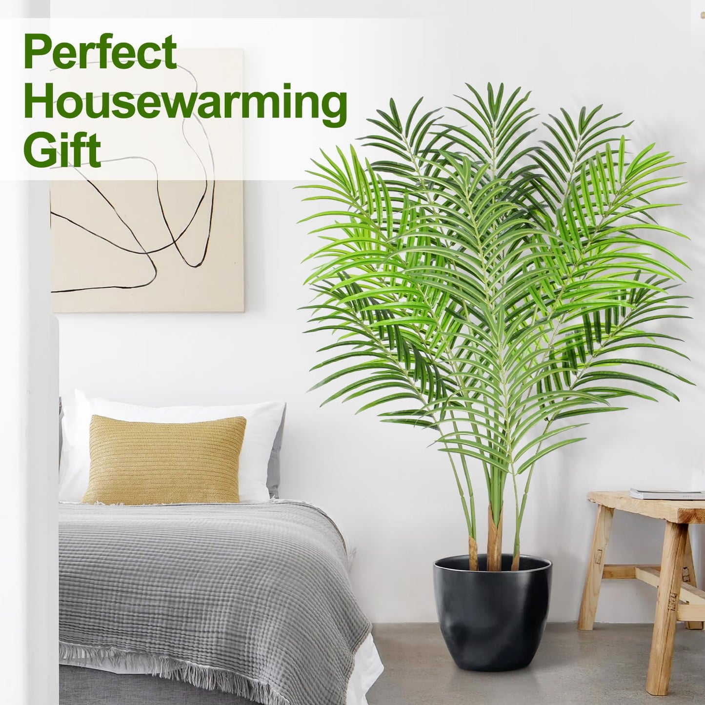 Keeplush Artificial Palm Tree 120cm Tall Fake Palm Tree Indoor Decor with 13 Trunks and Real Bark Design Faux Tropical Areca Palm Silk Floor Plant in