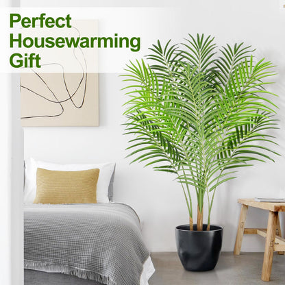 Keeplush Artificial Palm Tree 120cm Tall Fake Palm Tree Indoor Decor with 13 Trunks and Real Bark Design Faux Tropical Areca Palm Silk Floor Plant in