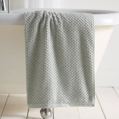 Dreams & Drapes Popcorn Check Hand Towel Green – Soft Absorbent 100% Cotton Jacquard Check Bathroom Towel, Quick‑Dry