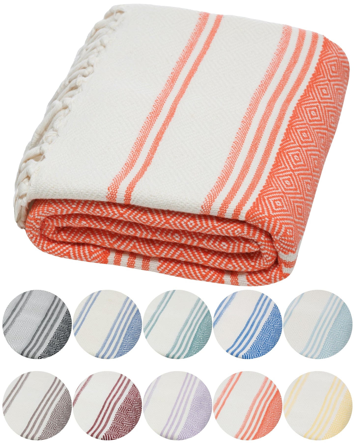 DEMMEX Certified 100% Organic Turkish Cotton Beach and Bath Towel - Hammam Peshtemal Towel, Blanket - Oversized, Quick Dry, Sand Free, Compact