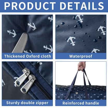 3 Pack Large Clothes Storage Bags with Zips,Moving Bags for Clothe, Underbed Storage Boxes with Lids for Bedding,Clothes,Duvets,Pillows