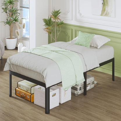 Lutown-Teen High Small Single Bed Frames 2ft6 with Rounded Corner Legs, Heavy Duty Metal Small Single Bed Frame 46 cm High, Noise Free, Easy Assembly