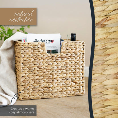HMF Magazine Rack, Newspaper Basket woven from water hyacinth | 2 compartments | 40 x 20 x 33 cm