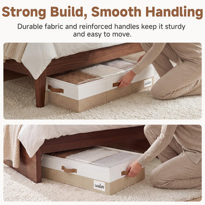 StorageWorks Large Under Bed Storage Containers with Handles and Label Holder, 2 Pack Ultra-thick Fabric Underbed Bins, Closet Organizer for Clothes
