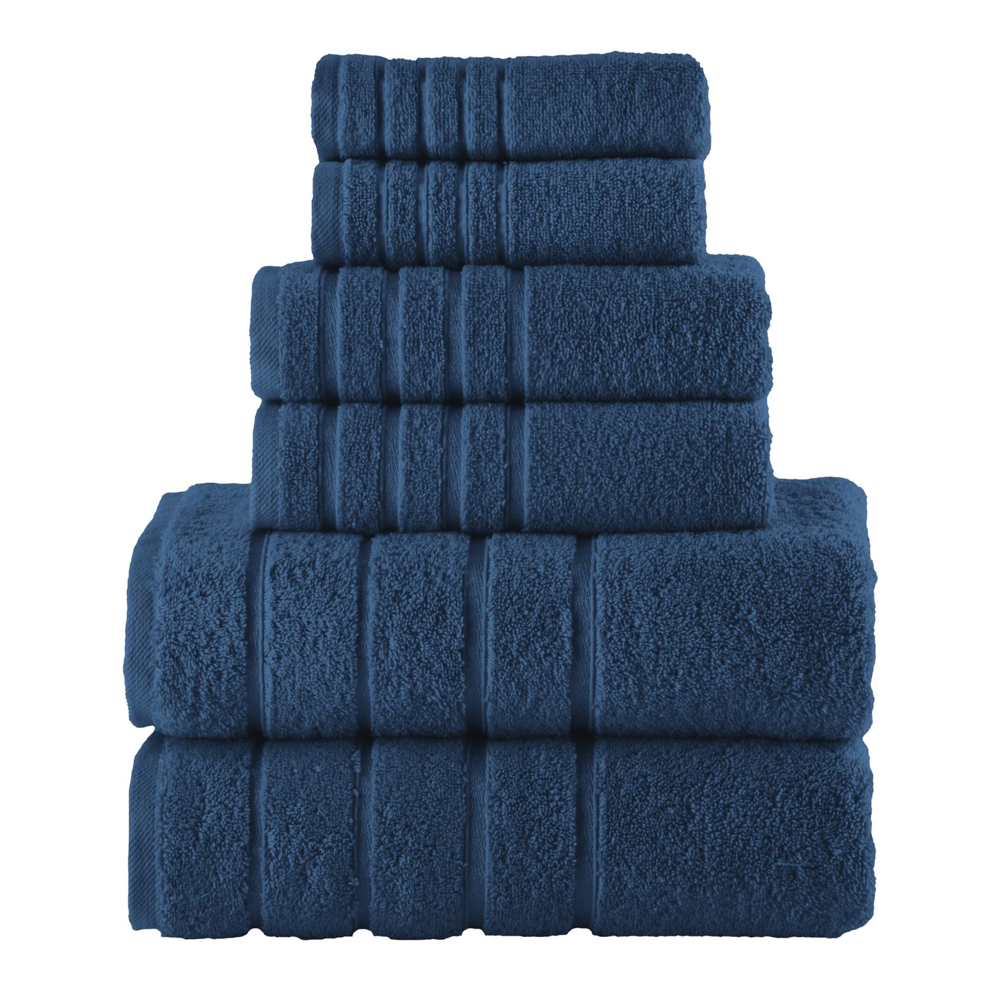 Elegant Comfort 4 Lines Viscose Stripe 6-Piece Premium Towel Set - 100% Turkish Cotton High Absorbent Luxury Bathroom Towels – Includes 2 Washcloths