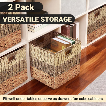 Tsudoku Storage Cubes Baskets, Set of 2 Hand-Woven Storage Baskets, 30cm