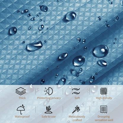 Stfery Shower Curtain Waffle Pattern White Shower Curtain 180 x 200 cm Water-Repellent Fabric Shower Curtain Anti Mould