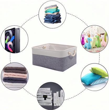 PWVMWM Small Fabric Storage Basket Set of 3, Waterproof Foldable Storage Baskets, Canvas Storage Boxes for Wardrobe, Bedroom, Office Products