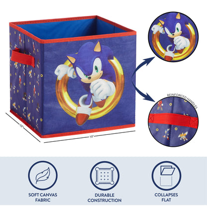 Idea Nuova Sonic the Hedgehog Set of 2 Durable Storage Cubes with Handles, 10"x10"x10" Cubes