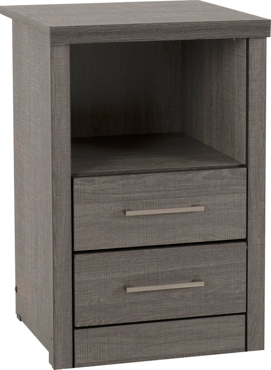 Seconique Lisbon 2 Drawer Bedside in Black Wood Grain