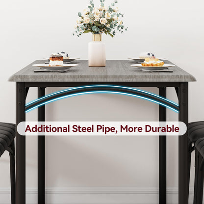 Lidzopas Dining Table Set Upholstered Chairs & Bench, Compact Space-Saving, Industrial Rustic Metal Frame, Sturdy Durable