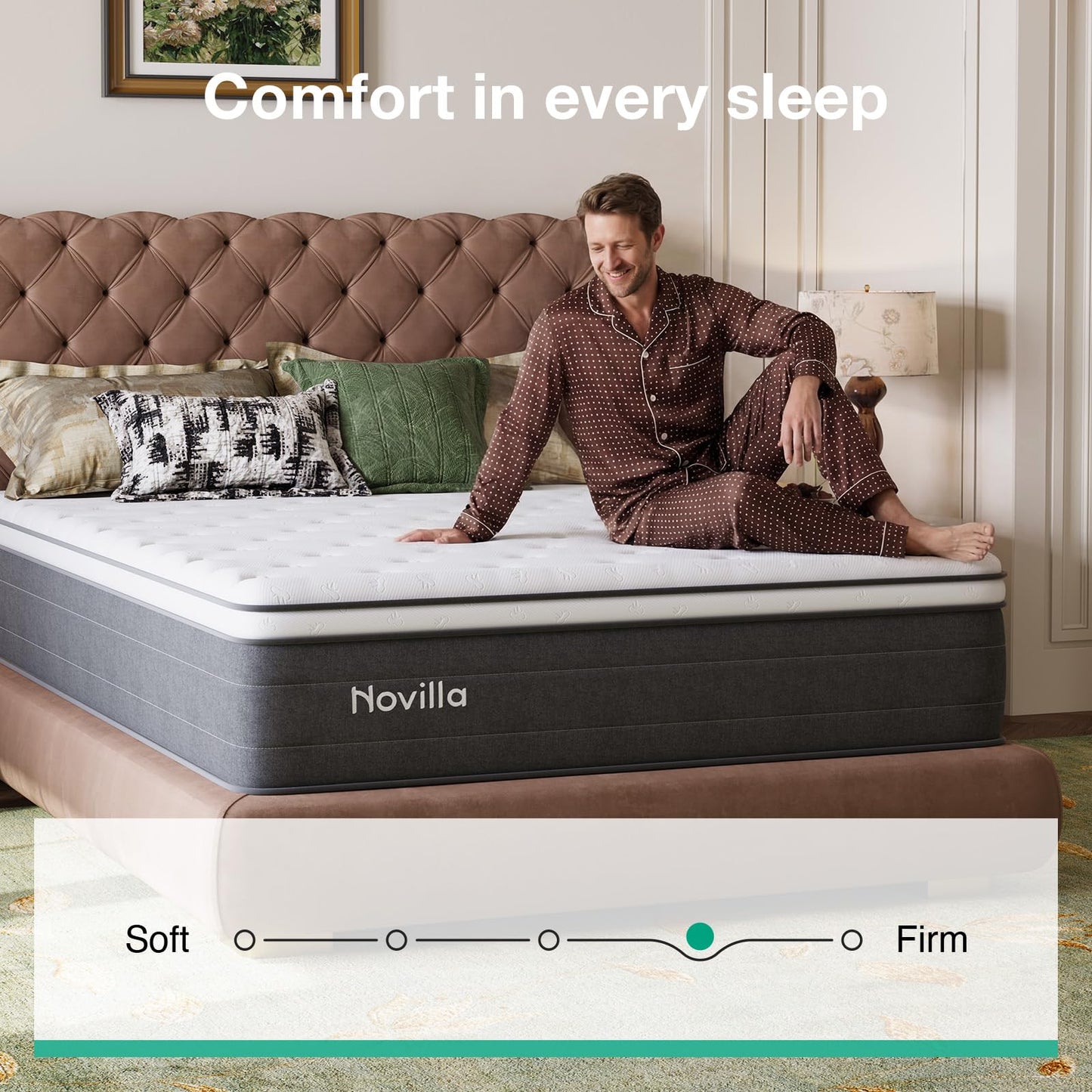 Novilla Small Single Mattress 2FT6 – 27CM Medium Firm Memory Foam Hybrid Mattress with 7-Zone Pocket Sprung Support, Motion Isolation