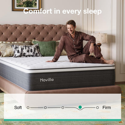 Novilla Small Double Mattress 4FT – 27CM Medium Firm Memory Foam Hybrid Mattress with 7-Zone Pocket Sprung Support, Motion Isolation, Pressure Relief