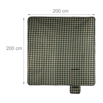 Relaxdays XXL Picnic Blanket, Aluminium Coating, Folding Beach Rug with Handle, 200x200cm cm, Chequered, Green-Grey