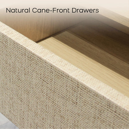 DAWNYIELD Console Table with 2 Rattan Drawers, Wooden Sofa Table