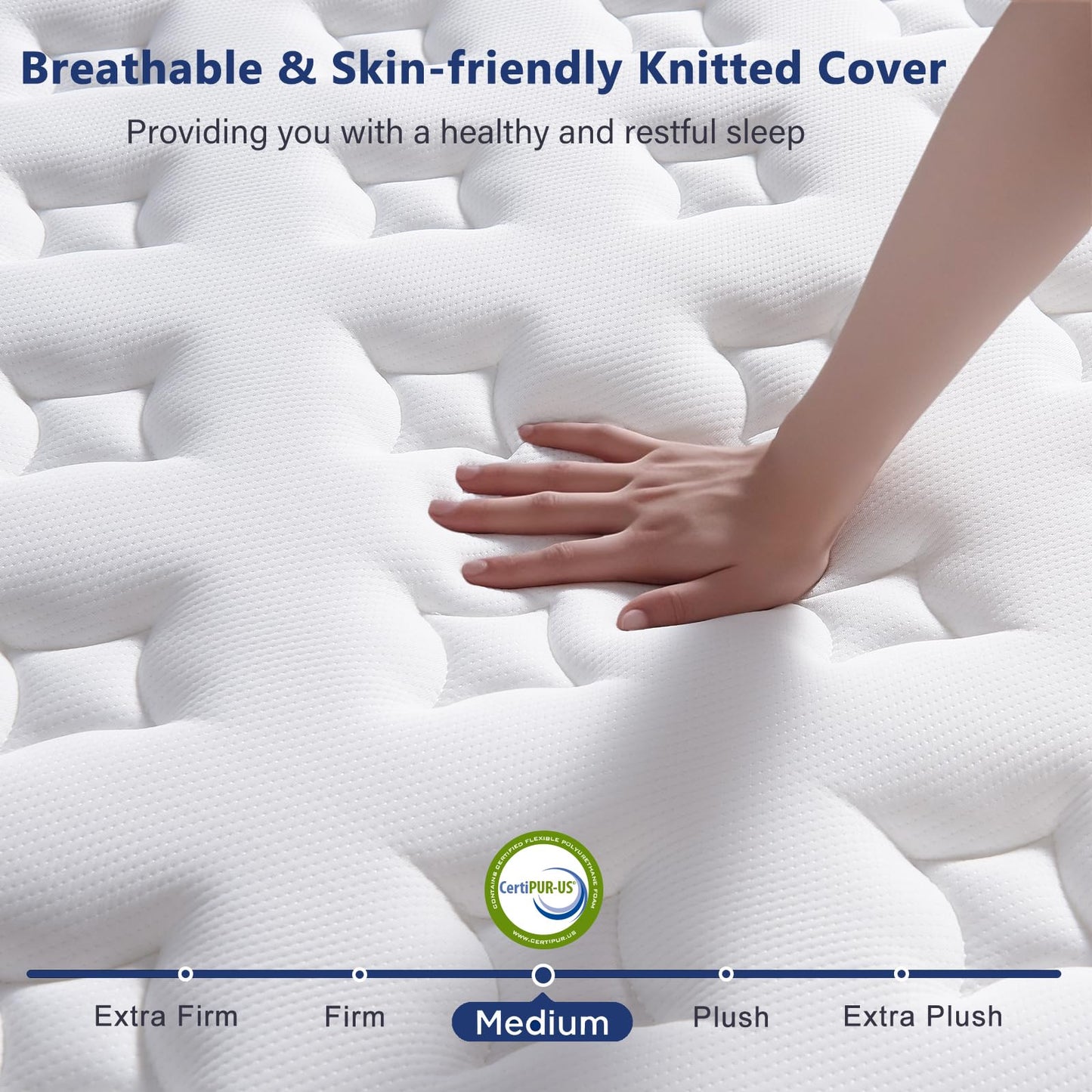SEZMOONSI King Size Mattress, Gel Memory Foam King Mattresses 5FT, Hybrid Pocket Spring Kingsize Matress