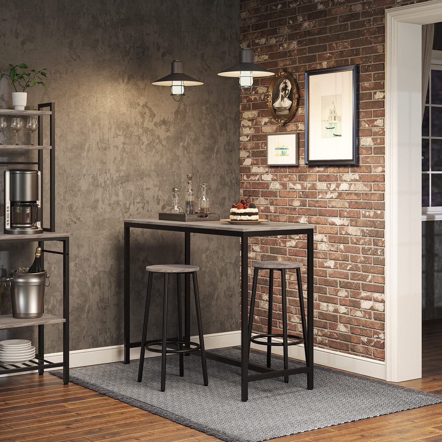 HOOBRO Round Bar Stools Set of 2, Breakfast Bar Chairs with Footrest for Kitchen, Pub Stools, Sturdy Metal Frame, for Dining Room, Kitchen, Party,