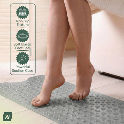 Zuvo Extra Long Bath Mat Non Slip Anti Mould, 100 x 40 cm, Grey
