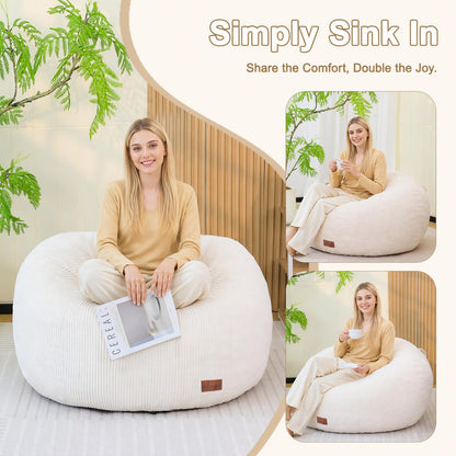 UODERS Oval Bean Bag for Adults Kids & Teens, Large Bean Bag Chair with Corduroy Cover with Handle