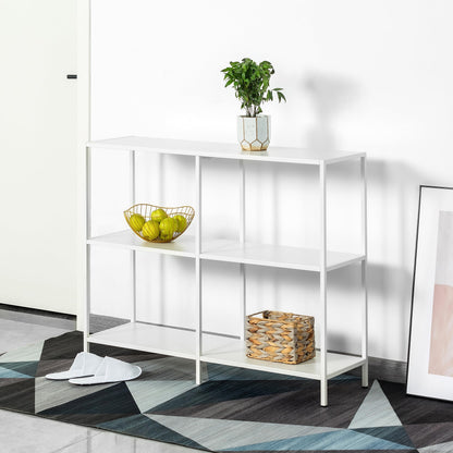 HDANI 100cm Metal Console Table with 3 Tier Strage Shelves,Narrow Entryway Table,Modern Sofa Tables for Entryway, Living Room,Bedroom,White
