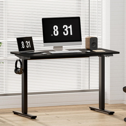 FLEXISPOT E1 Plus Electric Standing Desk ONE PIECE Height Adjustable Sit Stand Desk with Memory Smart Panel (120 * 60cm, Black Frame+Black Desktop)