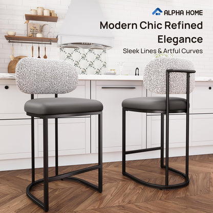 ALPHA HOME Bar Stools Set of 2 Counter Chairs with Backs and 9 CM Seat