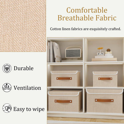 OUTBROS Storage Boxes with Lids 5 Pack, Bins 26x20x17 cm, Beige
