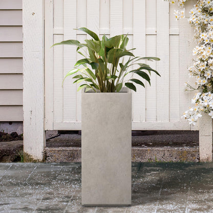 Kante Modern Rectangle Outdoor Planters, Weathered Concrete, 20.3" H