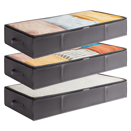 Lifewit 3 Pack 75L Under Bed Storage, Underbed Storage Boxes with Lid Clothes Storage Bag Wardrobe Storage Organiser with Reinforced Handle