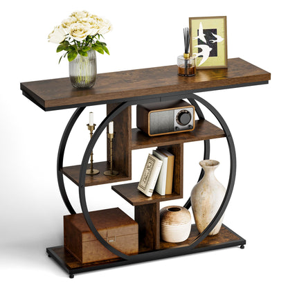Pampaic Console Table, Hallway Table with 5-Tier Storage Shelves,105 x 30 x 80 cm, Entryway Table with Adjustable Foot Pads