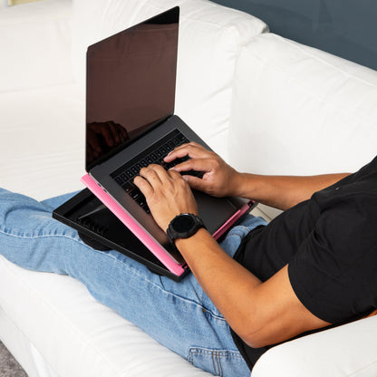 Mind Reader Lap Desk Laptop Stand, Bed Tray, Collapsible, Cushion, Portable, Dorm, Plastic, 14.75" L x 11" W x 7.3" H, Pink