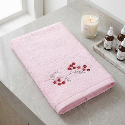 HMETOL Cotton Embroidered Floral Ultra Soft Absorbent Hand Towels 2 Pack