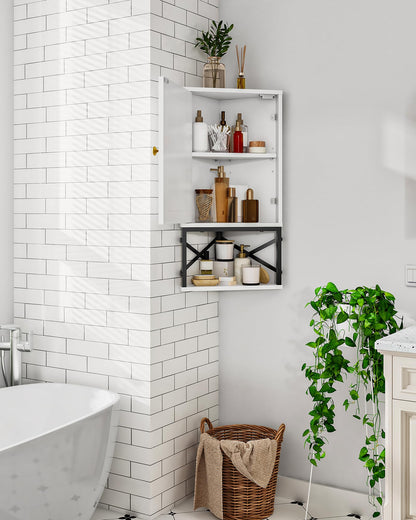 CHOEZON Bathroom Wall Cabinet, Corner Medicine Cabinet, Wall Mount Corner Cabinet for Bathroom with Open Shelf and Adjustable Shelf, Space-Saving