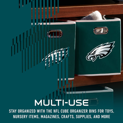 Franklin Sports NFL Philadelphia Eagles Collapsible Storage Bin - NFL Folding Cube Storage Container - Fits Bin Organizers